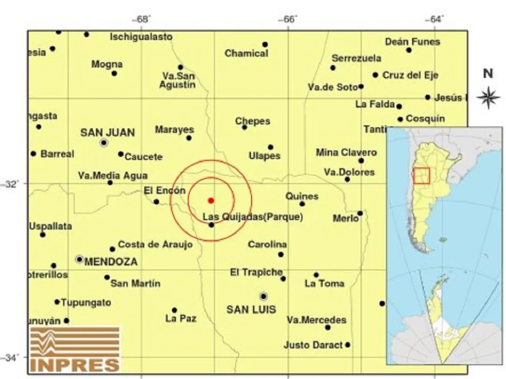 Se registró un temblor al norte de Sierra de las Quijadas