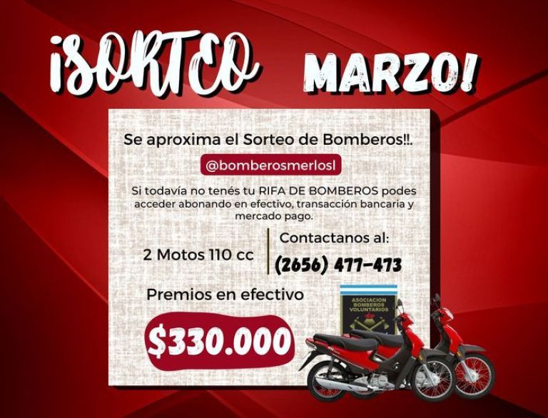 Sorteo marzo de la rifa de Bomberos Voluntarios